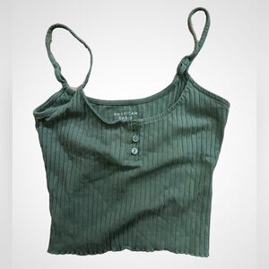 American Eagle Outfitters Dark Green Ribbed Tank Top